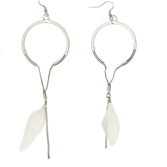 Chic Feather Drop Earrings - Picture 2 of 2